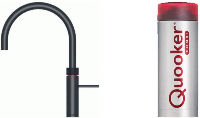 Quooker Fusion Round kokend water keukenmengkraan mat zwart met Combi+ boiler