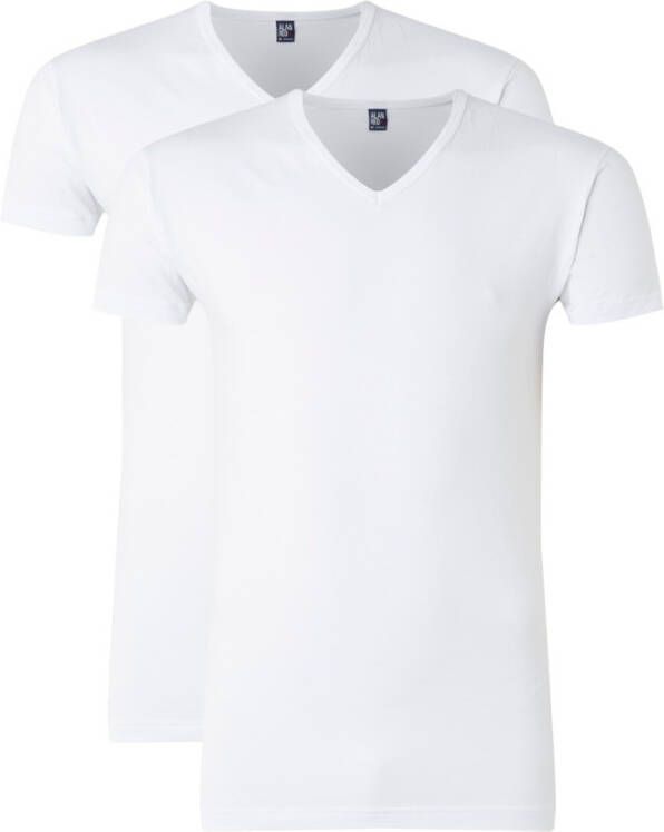 Alan Red Oklahoma Body Fit T Shirt V hals Dubbel pak zwart, Effen