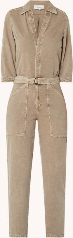 BA&SH Frida slim fit cropped jumpsuit van denim met ceintuur