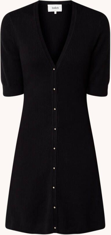 BA&SH Kao mini jurk in zijdeblend met ribstructuur