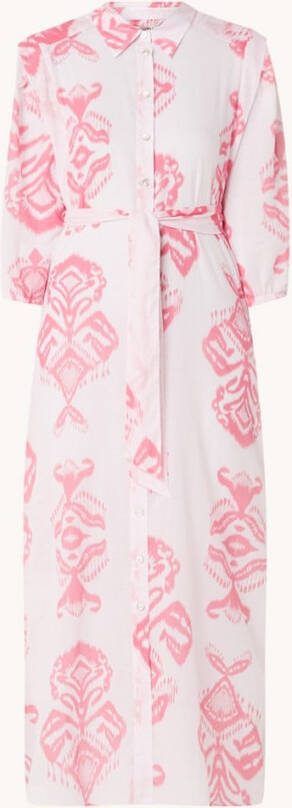 Beaumont Semi transparante midi blousejurk met print en strikceintuur