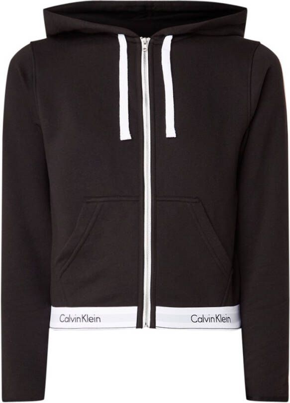 Calvin Klein 000Qs5667E TOP Hoodie Full ZIP Sweater Longwear Women Black