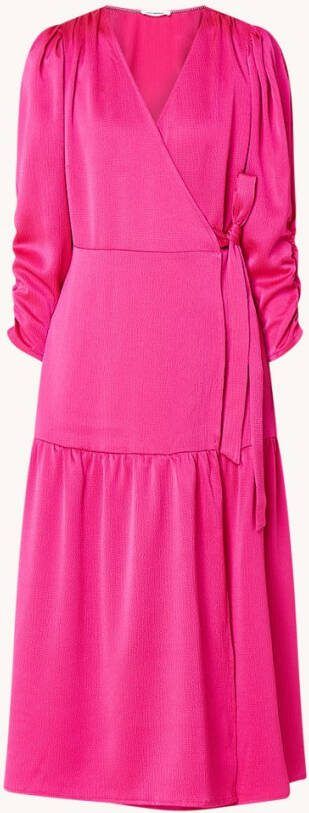 Co'Couture Mira midi wikkeljurk met pofmouw en volant