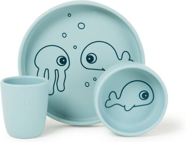 Done by Deer Baby Accessoires Silicone dinner set Sea friends Blauw