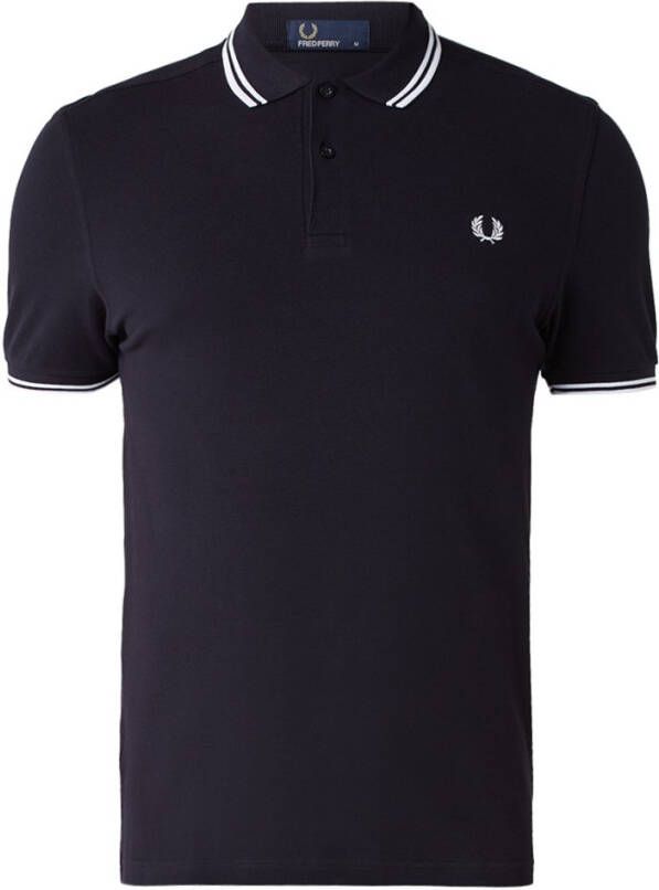 Fred Perry Polo manica corta con collo clico e polsini bordati a contrasto e logo ricamato sul petto uomo Fredperry M3600 Navy/Bianco , Blauw, Heren