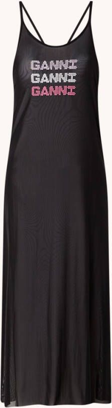 Ganni Maxi strandjurk van mesh met logo