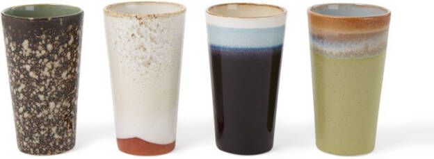 HKliving Latte macciato bekers 70's keramiek set van 4