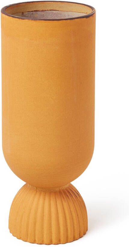 HKliving Vaas keramisch Flower rib voet rustic