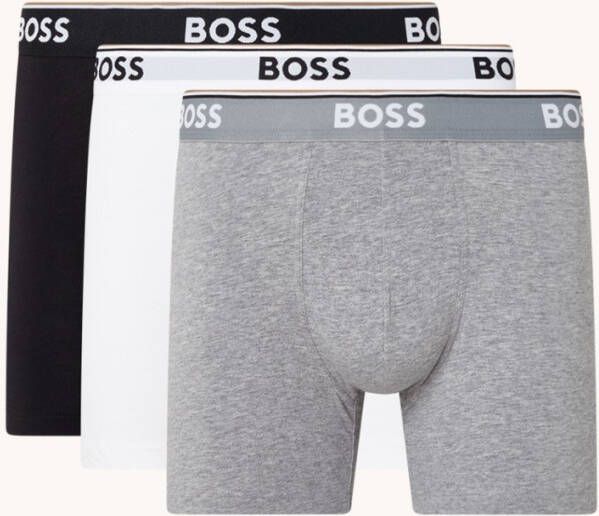 Boss Lange boxershort Boxer Brief 3P met in kleur bijpassende weefband(3 stuks )