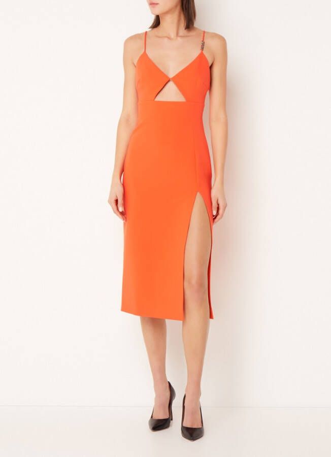 Hugo Boss Kardina midi jurk met spaghettibandjes en split