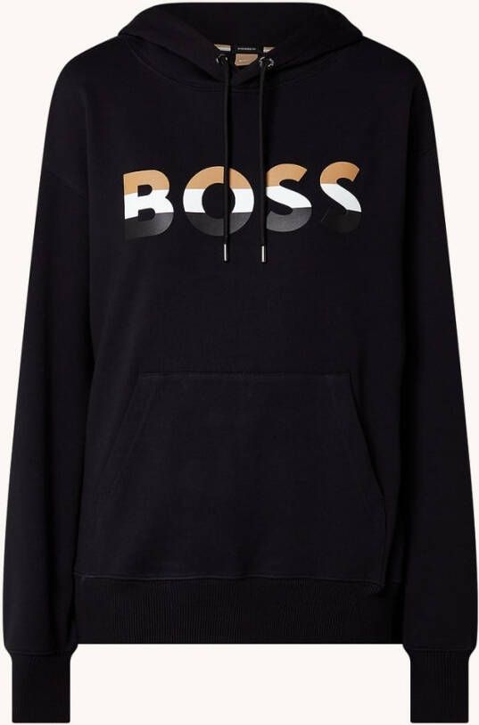 Hugo Boss Organic Cotton Sweatshirt met logo op de Uni Boss Econy2_IN 50491404 Black , Zwart, Unisex