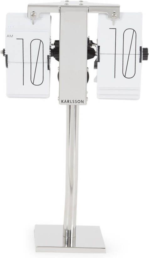 Karlsson Tafelklokken Flip clock No Case Mini chrome stand Wit