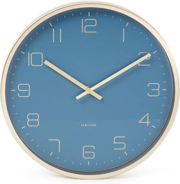 Karlsson Wandklokken Wall clock Gold, D. 30cm, H. 4cm Blauw