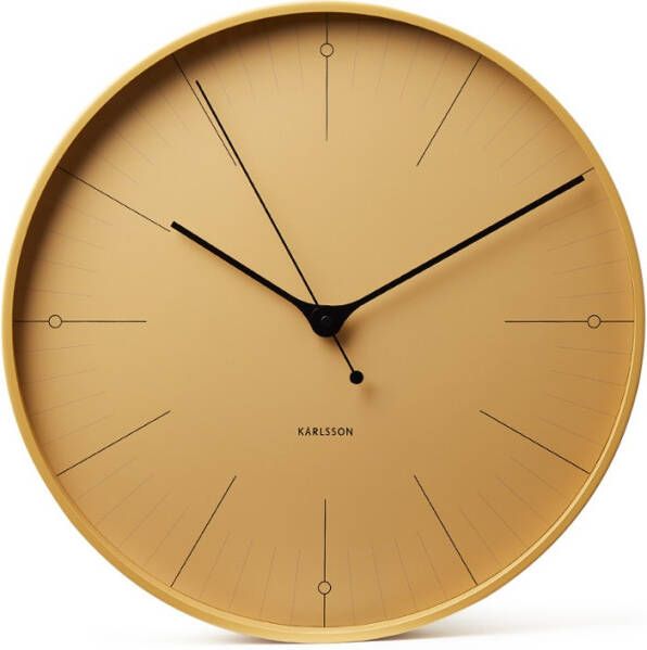 Karlsson Wandklokken Wall clock Index metal Geel