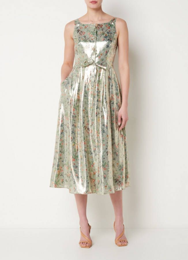 L.K.Bennett L K Bennett Callie midi jurk in zijdeblend met steekzakken en glansdraad