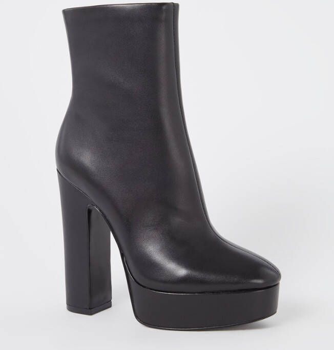 Mango Leren enkellaarzen met plateauzolen