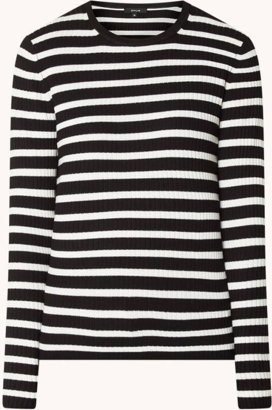 Opus Pijano fijngebreide top met streepprint