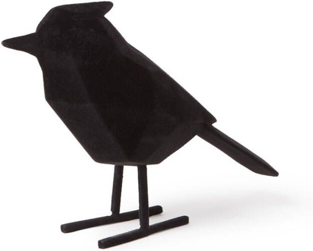 Present Time Decoratieve objecten Statue bird large polyresin flocked Zwart