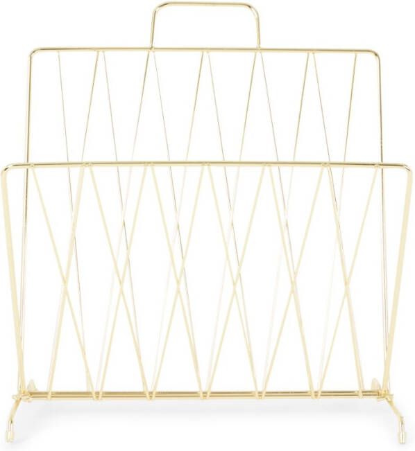 Present Time Decoratieve objecten Magazine rack Diamond Raster metal BOX32 Design Goudkleurig