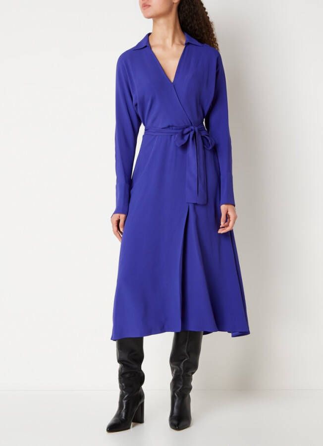 REISS Cecily midi jurk met strikceintuur