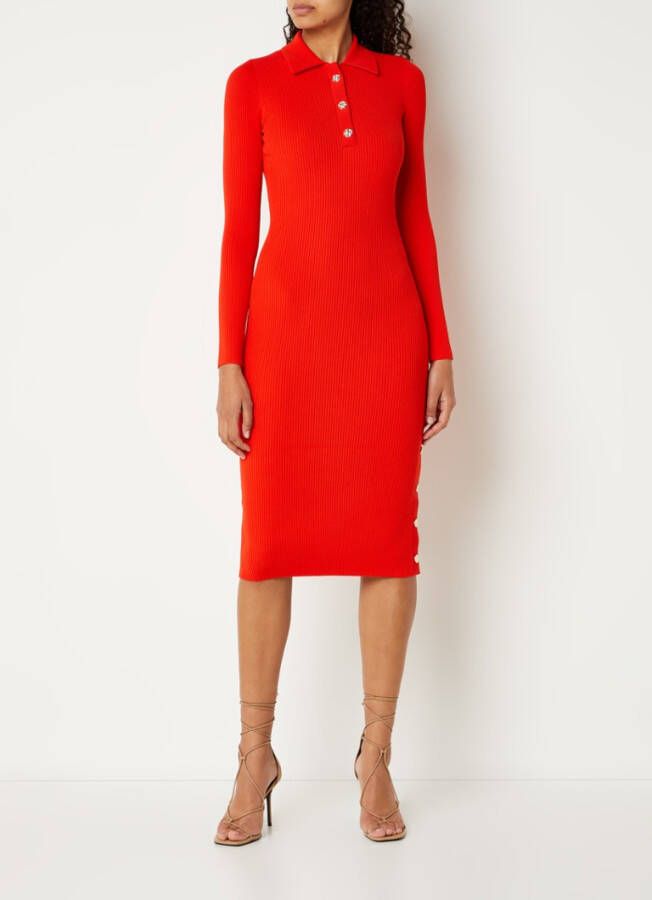 REISS Rita midi jurk met ribstructuur