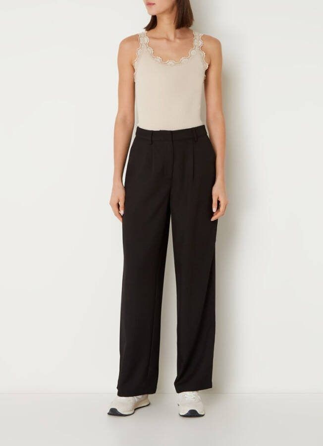 Rosemunde Babette tanktop met kant en ribstructuur