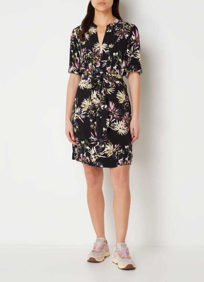 Scotch & Soda Zwarte Mini Jurk Allover Printed Loose Fit Dress
