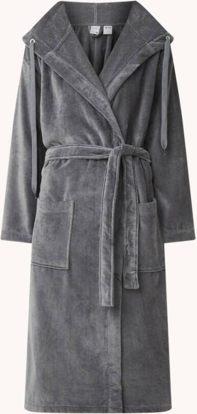 Vandyck velours badjas Rio met capuchon donkergrijs