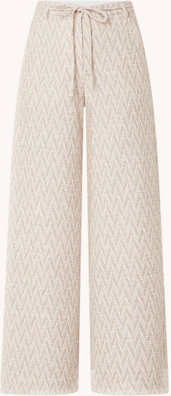 Vanilia High waist wide fit pantalon met ingebreid patroon en lurex