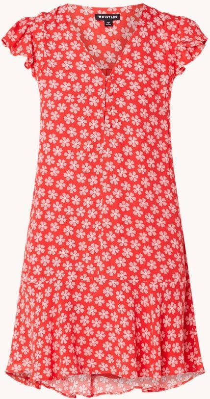 Whistles Mini jurk met bloemenprint en V hals