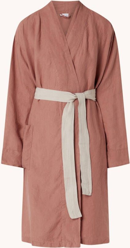 Yumeko kimono badjas gewassen linnen clay rose