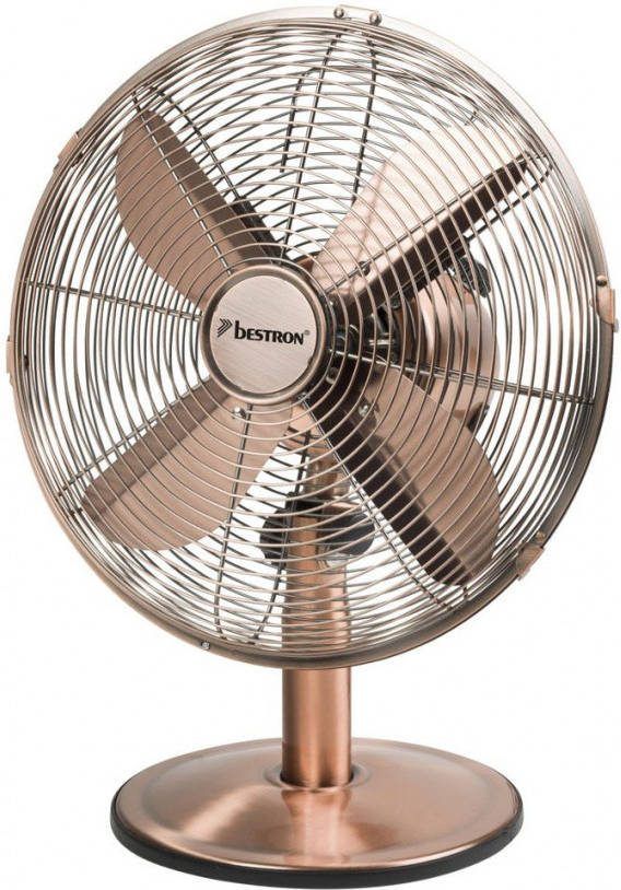bestron Tafelventilator DFT35CO met draaifunctie, in retrostijl, hoogte 43 cm, ø 35 cm, 35 w, koperkleur