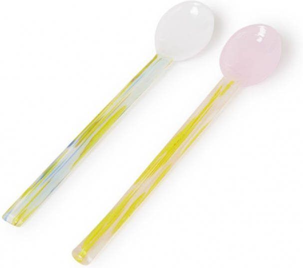 Hay Glass Spoons Flat koffie en theelepel set van 2