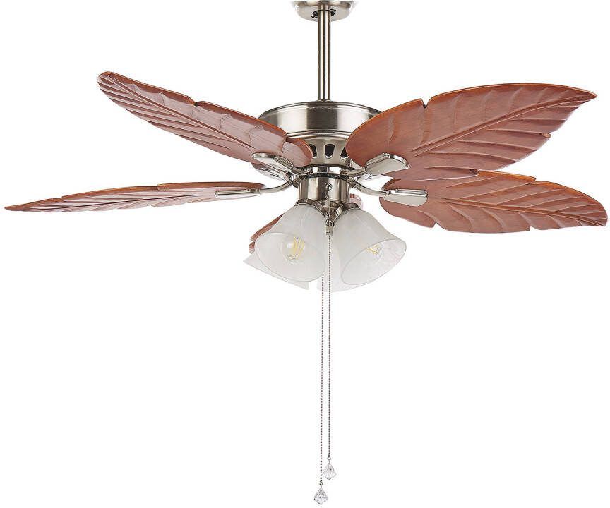 Beliani Gila Plafondlamp Met Ventilator lichte Houtkleur ijzer, Hout