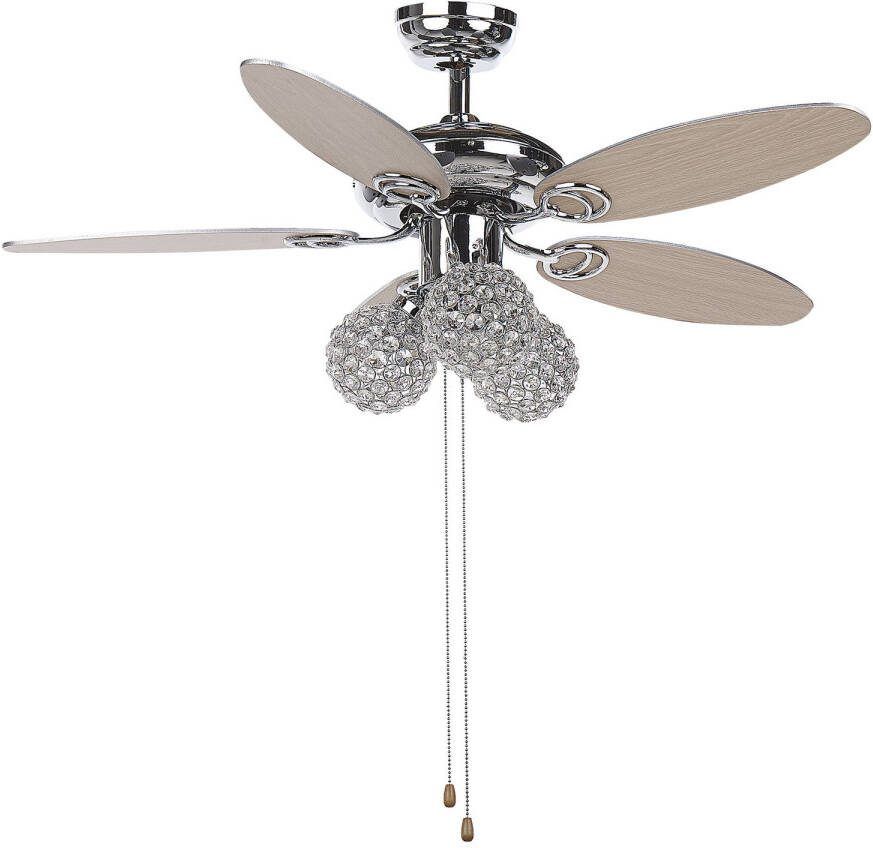 Beliani Heilong Plafondlamp Met Ventilator lichte Houtkleur ijzer, Multiplex