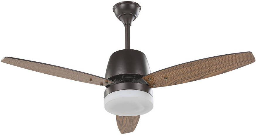 Beliani Mlava Plafondlamp Met Ventilator donkere Houtkleur metaal, Mdf
