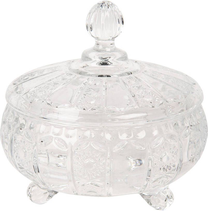 Clayre & Eef Glazen Potje Ø 17x17 Cm Glas Rond Potje Voorraadpot Transparant Potje Voorraadpot