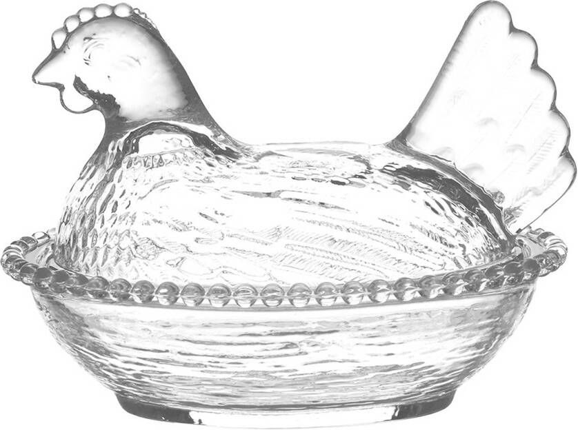 Clayre & Eef Glazen Potje Kip 17x13x13 Cm Transparant Glas Ovaal Potje Voorraadpot Transparant Potje Voorraadpot