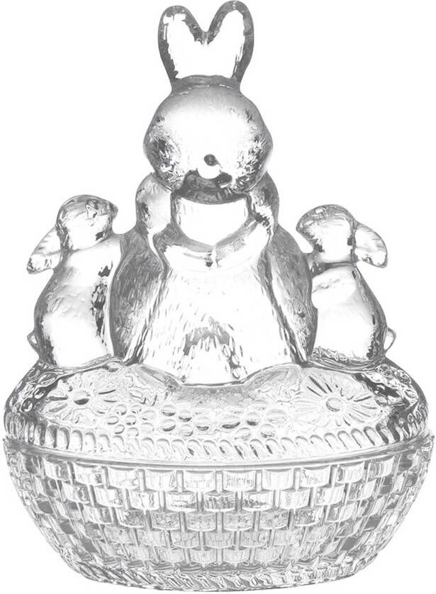 Clayre & Eef Glazen Potje Konijn 12x9x17 Cm Transparant Glas Ovaal Potje Voorraadpot Transparant Potje Voorraadpot