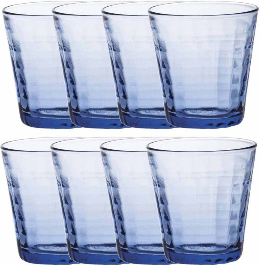 Duralex 16x Drinkglazen/waterglazen Blauw 220 Ml Prisme Drinkglazen