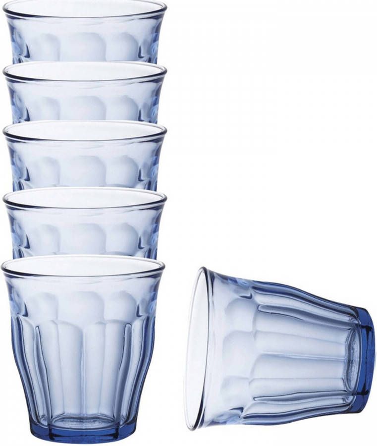 Duralex 6x Drinkglazen/waterglazen Blauw 250 Ml Picardie Drinkglazen