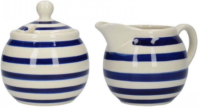 London Pottery Globe Bands Melk En Suiker Set, Keramiek, Blauw, Gestreept, 0.26 L Out Of The Blue
