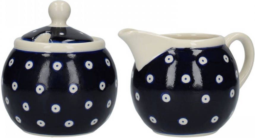 London Pottery Globe Circles Melk En Suiker Set, Keramiek, Blauw, Stippen, 0.26 L Out Of The Blue