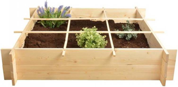 Esschert Design Houten Vierkante Meter Tuin Kweekbak(100x10x13, 7cm )