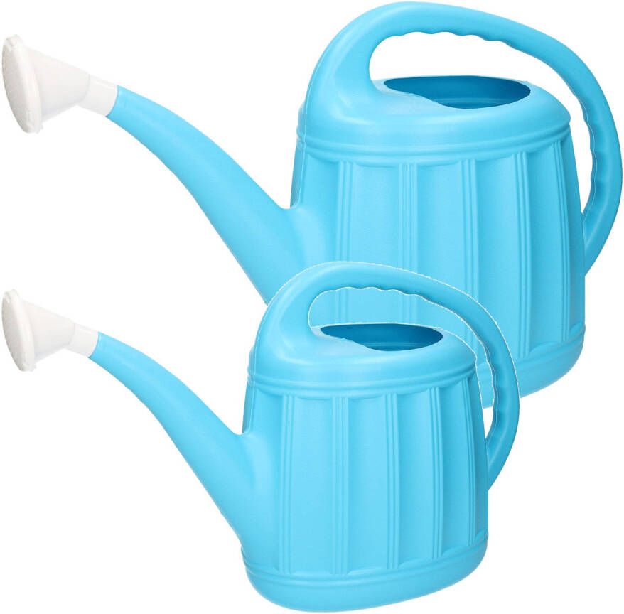Hega Hogar Tuinplanten Gieters Set 2x Stuks Kunststof Licht Blauw 7 En 12 Liter Gieters