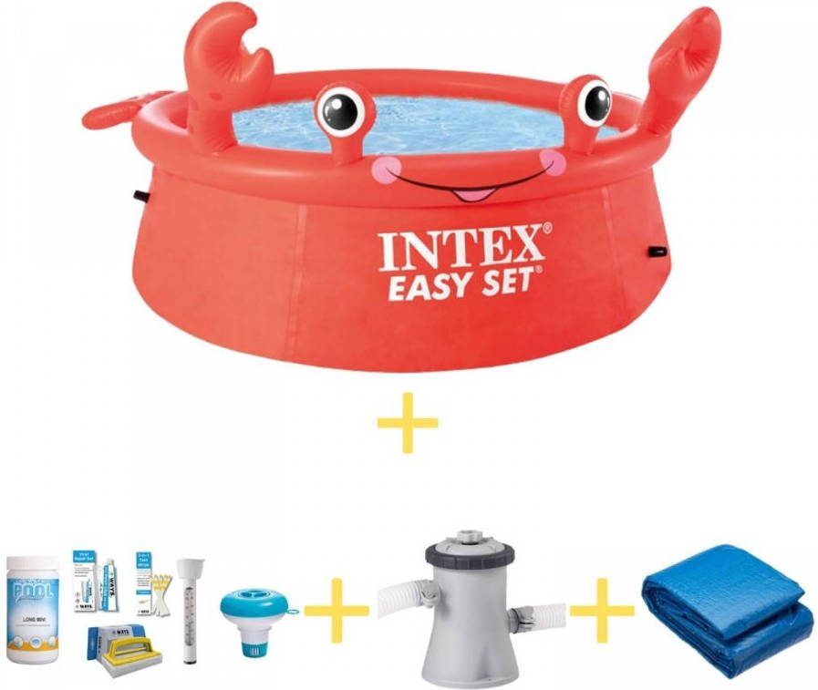 Intex Zwembad Easy Set 183 Cm Krab Editie Inclusief Ways Onderhoudspakket, Filterpomp & Grondzeil