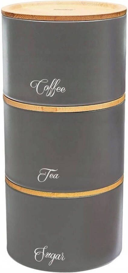 Klausberg Top Choice Opbergblikken Stapelbaar Koffie, Thee En Suiker Grijs