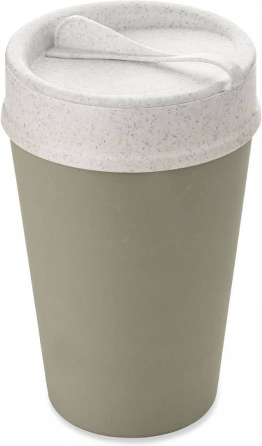Koziol Dubbelwandige Koffiebeker met Deksel, 0.4 L, Organic, Cement