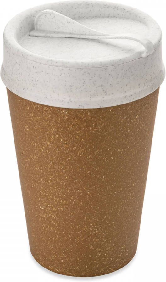 Koziol Dubbelwandige Koffiebeker met Deksel, 0.4 L, Organic, Diep Br