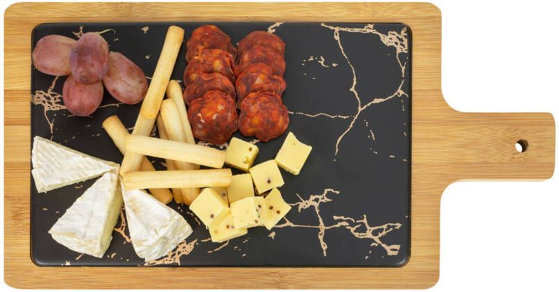 Krumble Serveerplank Hout En Marmer Look Zwart